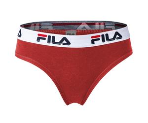 FILA Damen Slip - Regular Waist, Brief mit breitem Logo-Bund, Baumwolle, einfarbig Rot / M (Medium) M Rot