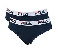 FILA Damen Slip, Vorteilspack (2er Pack) - Regular Waist, Brief mit breitem Logo-Bund, Baumwolle, einfarbig (blau (321), L (Large) - 2er Pack)