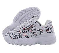 Fila Disruptor Ii Premium Bequeme Sneaker für Damen, Reinweiß/Grafitti/Rot/Fila White, 39.5 EU