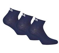 Fila Quarter-Socken Unisex – 3 Paar Sport-Kurzsocken, Logo-Bund, uni, Marine, Gr. 39-42
