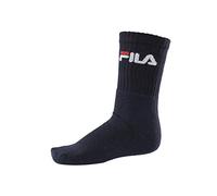 FILA Unisex Socken 3 Paar - Tennissocken, Crew Socks, Frottee, Sport, Logo 35-46 Marine 35-38 (3-5 UK)