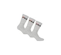 FILA Unisex Socken 3 Paar - Tennissocken, Crew Socks, Frottee, Sport, Logo 35-46 Grau 43-46 (9-11 UK)