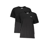 FILA Damen T-Shirt, 2er Pack - BARI tee double pack, Rundhals, Kurzarm, Baumwolle Schwarz (Black) XS