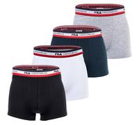FILA Herren Boxer Shorts, 4er Pack - Logobund, Cotton Stretch, einfarbig Schwarz/Weiß/Grau/Blau M