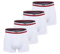 FILA Herren Boxer Shorts, 4er Pack - Logobund, Cotton Stretch, einfarbig Weiß S