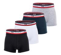 FILA Herren Boxer Shorts Cotton Stretch – Logobund, einfarbig Schwarz/Weiß/Grau/Blau – 4er Pack 2XL