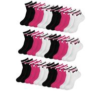 FILA Herren Damen Quarter Socken Sportsocken Quartersocks Calza 6 Paar, Farbe:Mehrfarbig, Artikel:-471 black/white/fuxia, Größe:39-42