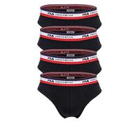 FILA Herren Slip, 4er Pack - Briefs, Logobund, Cotton Stretch, einfarbig Schwarz 2XL
