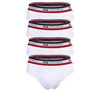FILA Herren Slip, 4er Pack - Briefs, Logobund, Cotton Stretch, einfarbig Weiß 2XL