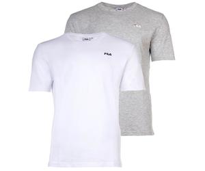 FILA Herren T-Shirt, 2er Pack - BROD Tee, Rundhals, Kurzarm, Logo Weiß/Grau M