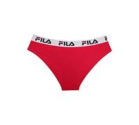 FILA Damen Slip - Regular Waist, Brief mit breitem Logo-Bund, Baumwolle, einfarbig Rot L (Large)