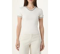 FILA Portello Slim V-neck T-shirt Egret Größe: L | Hemden Outlet | Damen