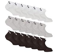 FILA Quarter Sneaker Socken 18 Paar Sparpack | Damen & Herren Socken, unisex Füßlinge (Weiß, Schwarz, Grau 39-42)