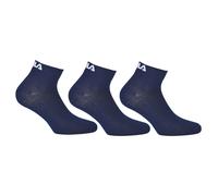 FILA Quarter Socken Unisex, 3 Paar - Kurzsocken, Sport, Logo-Bund, uni, 35-46 39-42 Blau