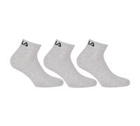 FILA Quarter Socken Unisex, 3 Paar - Kurzsocken, Sport, Logo-Bund, uni, 35-46 Grau / 43-46 (9-11 UK) 43-46 Grau