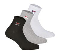 FILA Quarter Socken Unisex, 3 Paar - Kurzsocken, Sport, Logo-Bund, uni, 35-46 Schwarz/Weiß/Grau EU 39-42