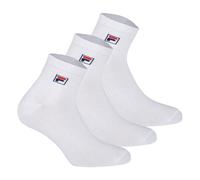 FILA Quarter Socken Unisex, 3 Paar - Kurzsocken, Sport, Logo-Bund, uni, 35-46 Weiß EU 43-46