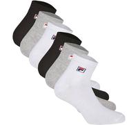 FILA Quarter Socken Unisex, 6 Paar - Kurzsocken, Sport, Logo-Bund, uni, 35-46 EU 39-42 Schwarz/Weiß/Grau