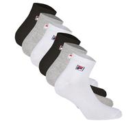 FILA Quarter Socken Unisex, 6 Paar - Kurzsocken, Sport, Logo-Bund, uni, 35-46 Schwarz/Weiß/Grau EU 43-46