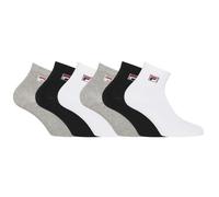 Herren-Socken, Baumwolle, 6 Stück - Quarter-Socken für Herren, Weiß/Schwarz/Hellgrau, 43-46