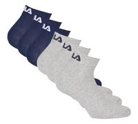 FILA Unisex Quarter Socken, 6er Pack - Kurzsocken, Training, Sport, Logo (2x 3 Paar) 43-46 Blau