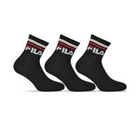 FILA Uni Socken, 3 Paar Quarter - Kurzsocken, Sport, Logo-Bund, uni Schwarz 35-38