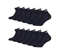 Fila Quarter-Socken Unisex – 3 Paar Sport-Kurzsocken, Logo-Bund, uni, Marine, Gr. 39-42