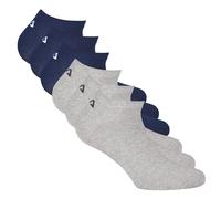 FILA Unisex Sneaker Socken, 6er Pack - Invisible, kurze Socken, Logo (2x 3 Paar) Blau/Grau 35-38