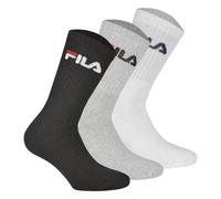 Tennissocken FILA "UNISEX CREW TENNIS FULL TERRY SOCKS", Herren, Gr. 39-42, schwarz (schwarz, grau, weiß), Polyester, Baumwolle, Elasthan, unifarben mit Farbeinsatz, bedruckt, elastisch, Socken, mit v