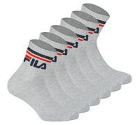 FILA Unisex Socken, 6 Paar Quarter - Kurzsocken, Sport, Logo-Bund, uni 43-46 Grau
