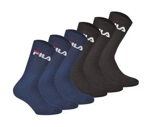 FILA Unisex Socken, 6er Pack - Crew Socks, Frottee, Tennis, Sport (2x 3 Paar) 35-38 Schwarz/Blau