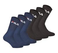 FILA Unisex Socken, 6er Pack - Crew Socks, Frottee, Tennis, Sport (2x 3 Paar) 43-46 Schwarz
