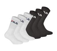 FILA Unisex Socken, 6er Pack - Crew Socks, Frottee, Tennis, Sport (2x 3 Paar) Schwarz/Weiß / 43-46 43-46 Mehrfarbig