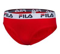 FILA Damen Slip - Regular Waist, Brief mit breitem Logo-Bund, Baumwolle, einfarbig Rot L (Large)