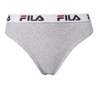 FILA Damen String - Regular Waist, breiter Logo-Bund, Baumwolle, einfarbig grau L (Large)