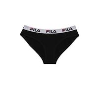 FILA Damen Slip, Vorteilspack (2er Pack) - Regular Waist, Brief mit breitem Logo-Bund, Baumwolle, einfarbig (schwarz (200), L (Large) - 2er Pack)