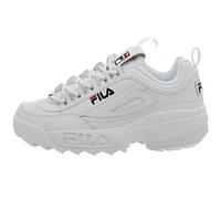 Fila Youth Disruptor II Leather White Peacoat Red Trainer 38.5 EU
