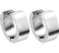 FILANGO 1 Paar Chirurgenstahl Kreolen Ohrringe Schmuck Abgerundet Silberfarben/hochglanzpoliert 14 mm