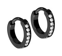 FILANGO 1 Paar Titan Ohrclicker Kreolen EINGEFASSTE KRISTALLE 7 mm Schwarz