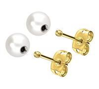 FILANGO 1 Paar Titan Ohrstecker ECHTE FRISCHWASSERPERLE AUSTAUSCHBARE KUGEL Ohrring Ohr Schmuck Goldfarben 1,6 x 6 mm