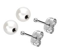 FILANGO 1 Paar Titan Ohrstecker ECHTE FRISCHWASSERPERLE AUSTAUSCHBARE KUGEL Ohrring Ohr Schmuck Silberfarben 1,6 x 6 mm
