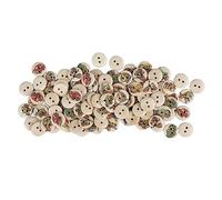 FILFEEL 100 Stück Bunte Holzknöpfe mit Gemischtem Druck für DIY-Bastel- und Nähprojekte - Rund, Dekorativ, 2 Löcher (Logfarbenes Auto)