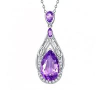 Filigraner Damen-Anhänger, 6,66 ct, natürlicher lila Amethyst, massives 925er-Sterlingsilber, Kette, Edelstein, feiner Schmuck