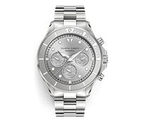 FILIPPO LORETI Odyssey 42 mm Taucheruhren für Herren, Luxus-Stil, analoge Quarzuhr mit Edelstahl-Armband, 100 m wasserdicht, Silbernes Stahlband/silberfarbenes Zifferblatt, Odyssey 42mm, Odyssey