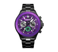 FILIPPO LORETI | Warner Bros - Uhren für Herren, Chronograph für Herren, 42 mm Edelstahlgehäuse & schwarzes SST-Armband, 10 ATM WR, MechaQuarz, limitierte Auflage, Geschenk, Violettes Zifferblatt