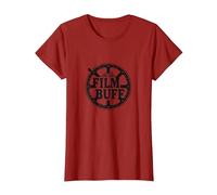 Film Buff Cinephile Movie Reel-Logo T-Shirt, Damen, Cranberry, 3XL