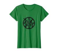 Film Buff Cinephile Movie Reel-Logo T-Shirt, Damen, Dunkelgrün, XXL