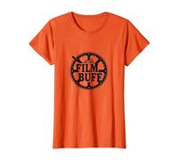 Film Buff Cinephile Movie Reel-Logo T-Shirt, Damen, Orange, S