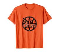 Film Buff Cinephile Movie Reel-Logo T-Shirt, Herren, Orange, 3XL