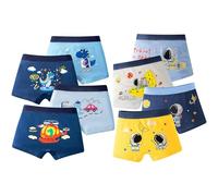 FILOWA Boxershorts Jungen Kinder Baumwolle Unterhosen 8 Pack Dinosaurier Astronauten Planeten Weltraum Muster Briefs Boxer Elastisch Unterwäsche Set Weich Underwear für Kleinkind 3-4 Jahre, Gr.104-110